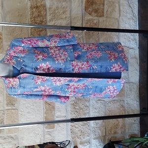 Spring dress suit w/ full length coat in periwinkle and orchid